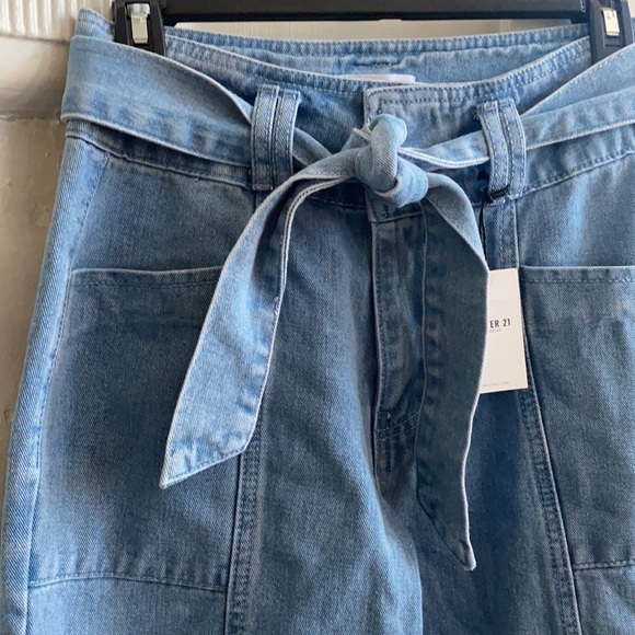 Forever 21 High Waist Tie Waist Straight Leg Jeans - Picture 8 of 13